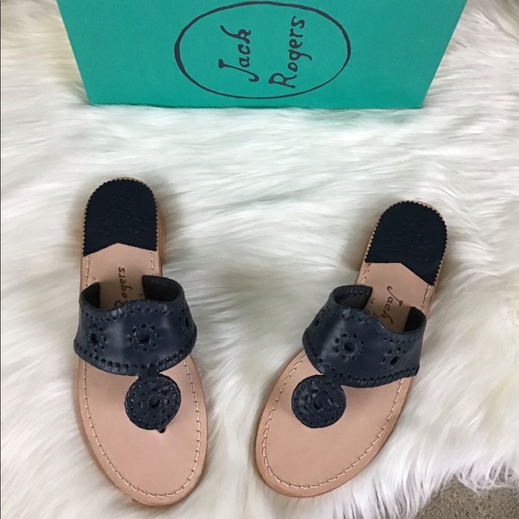 NEW JACK ROGERS Leather Flat Sandals - Picture 6 of 9